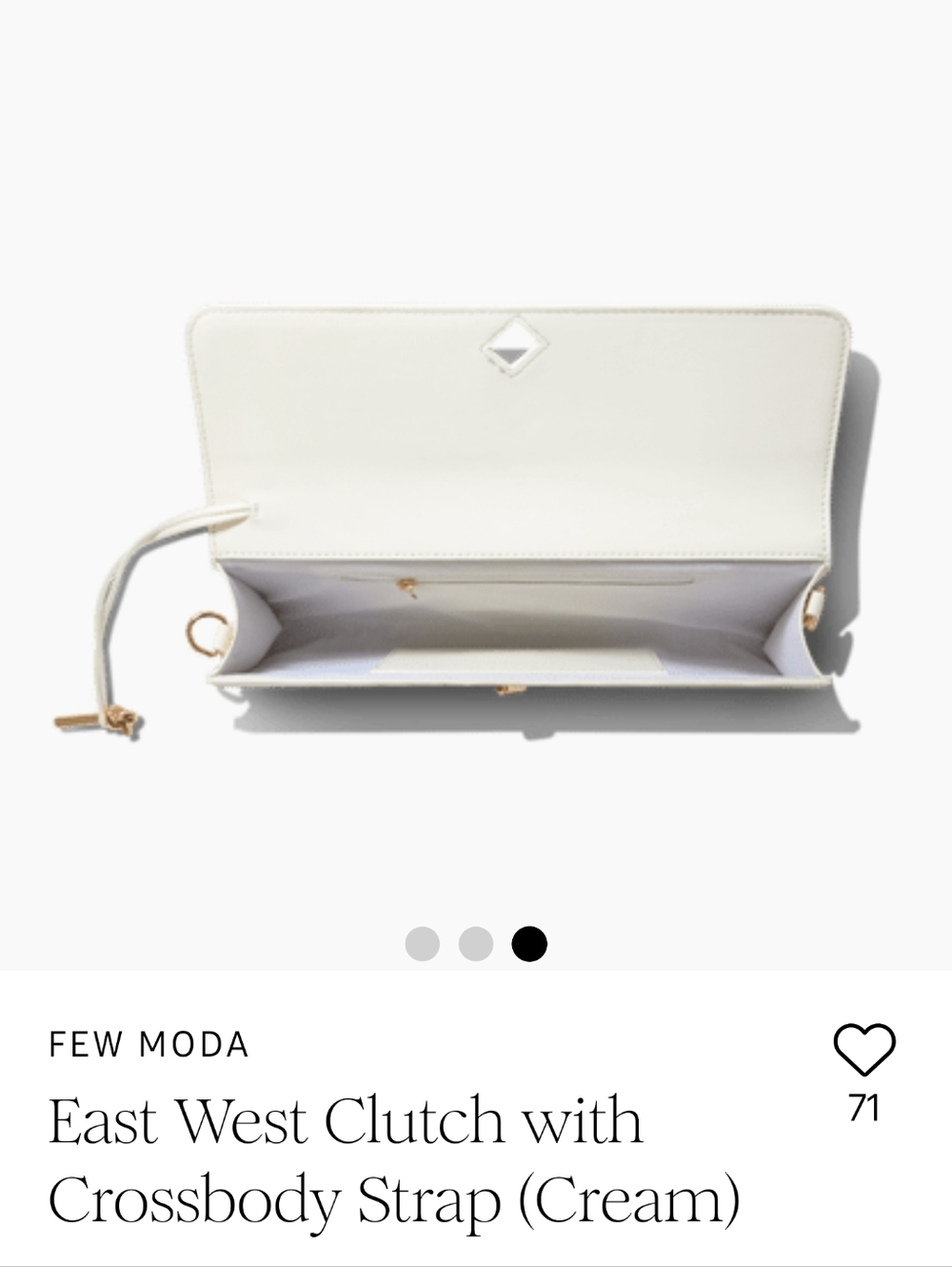 FEW MODA Cream East West Clutch with Crossbody Strap